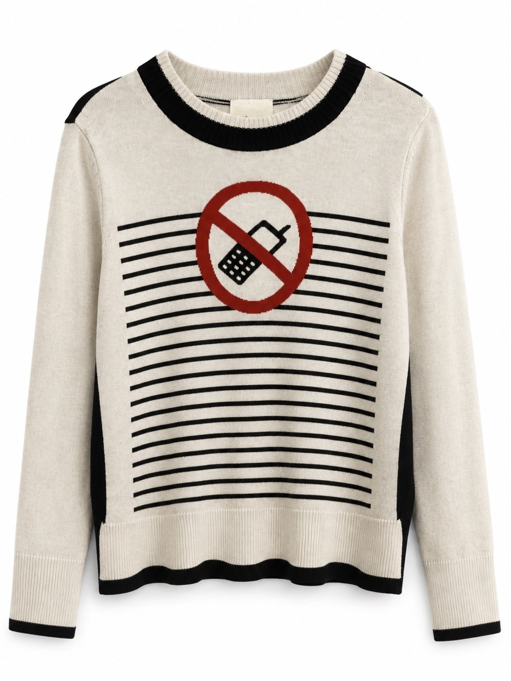 Lisa Todd Graphic Sweater No Phone Striped Cotton Cashmere Knit Size L
